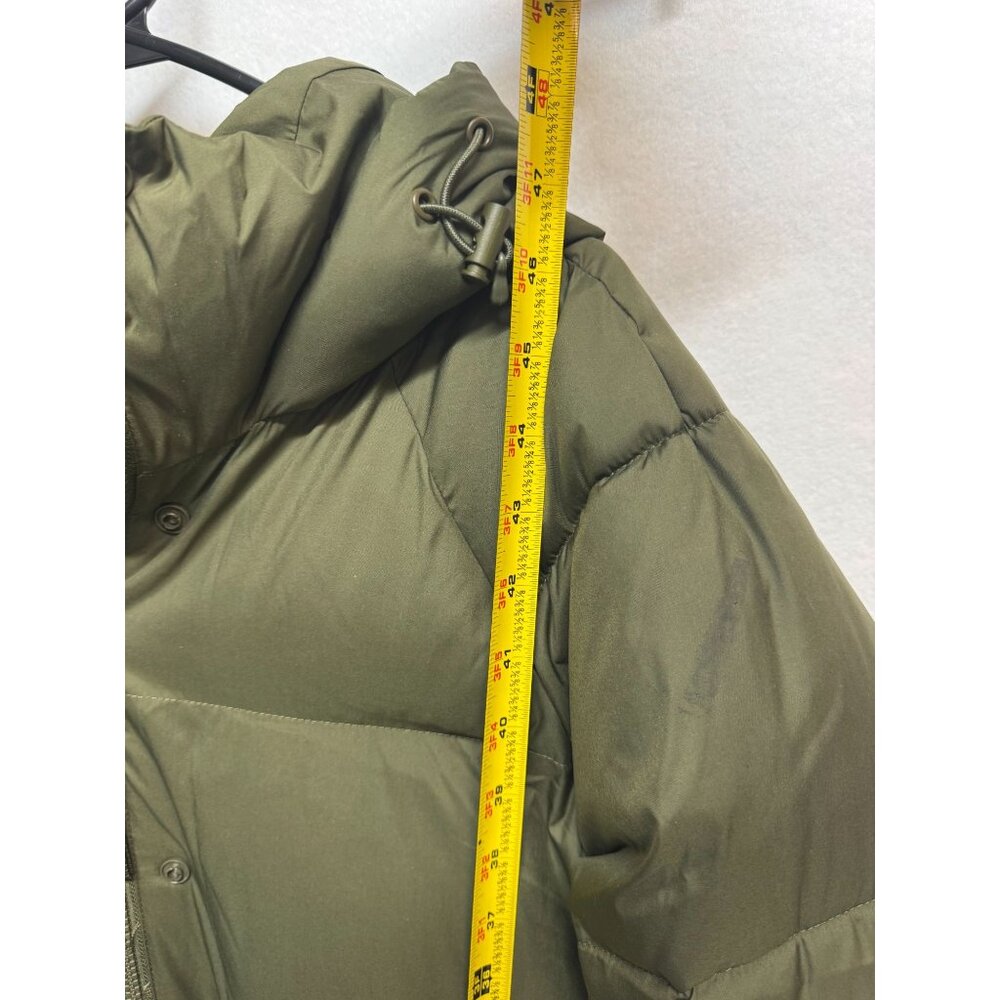 Levis Womens Olive Green Long Hooded Puffer Coat Front Zipper Snap Buttons Small - Picture 11 of 13